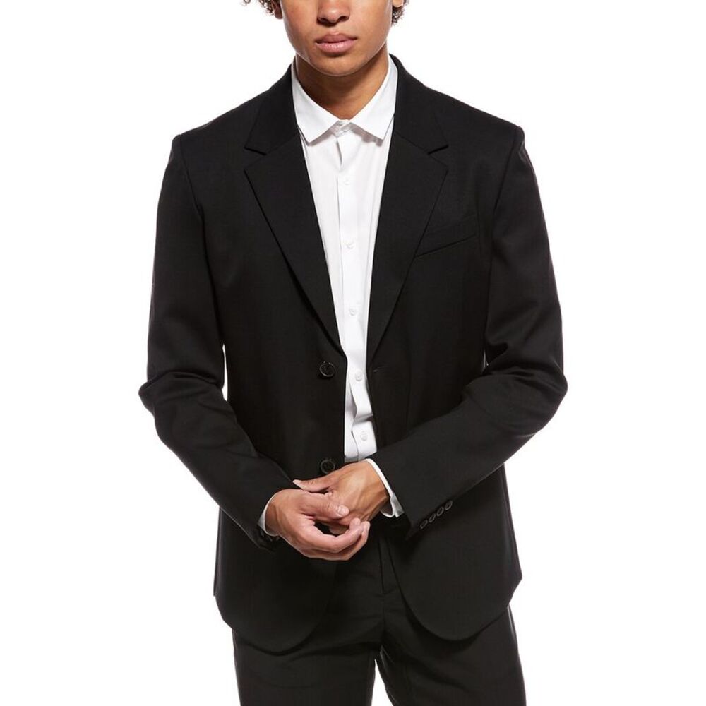 Valentino Mens  Wool-Blend Blazer, Black